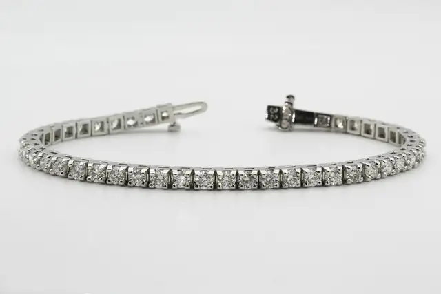Diamond bracelet photographed against a neutral background